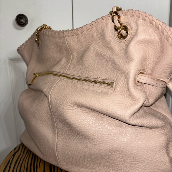 Tory Burch pale pink blush slouchy Marion pebbled leather large tote bag handbag - Picture 7 of 16
